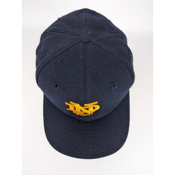 Vtg. Notre Dame Irish Black Embroidered New Era USA Med-Large Size Baseball Hat - Picture 3 of 10